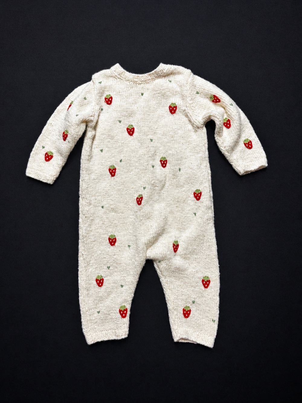 Zara Knit Strawberry Print Kids One-Piece Romper - 0-3M